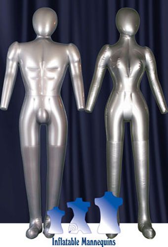 His &amp; her special-inflatable mannequin-full-size mannequin w/head &amp; arms, silver for sale