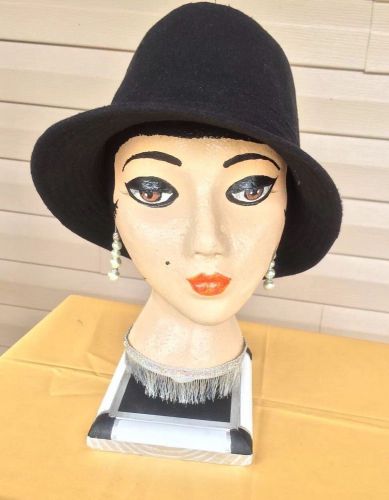 Painted Styrofoam Mannequin Head For Hats Wigs W/ Wood Stand