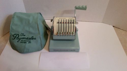 VINTAGE Aqua Green Paymaster X-550 Check Writer Machine for Payroll w/cover