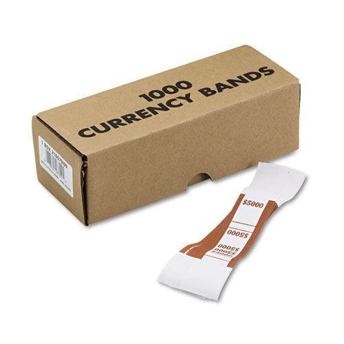 Currency Straps Self Sealing $5 000 Value White/Brown 1000/Box