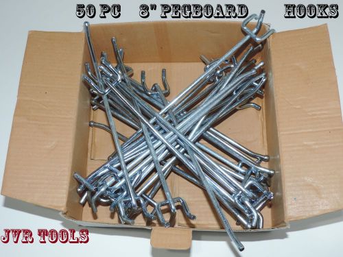 50-pc 8&#034; peg board hooks shelf hanger kit 8&#034; x 1/4&#034; garage storage hanging set for sale
