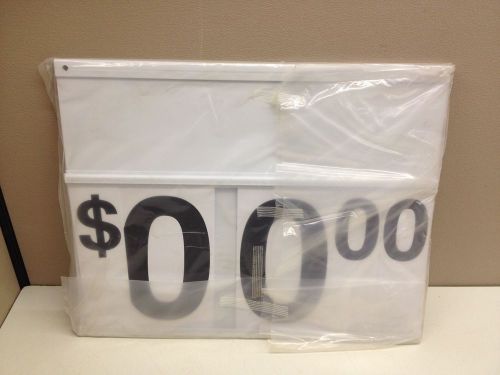 LOT of 10 White Plastic Price Sign 24&#034; x 19&#034; Spiral Flip Dollar Numbers Grocery