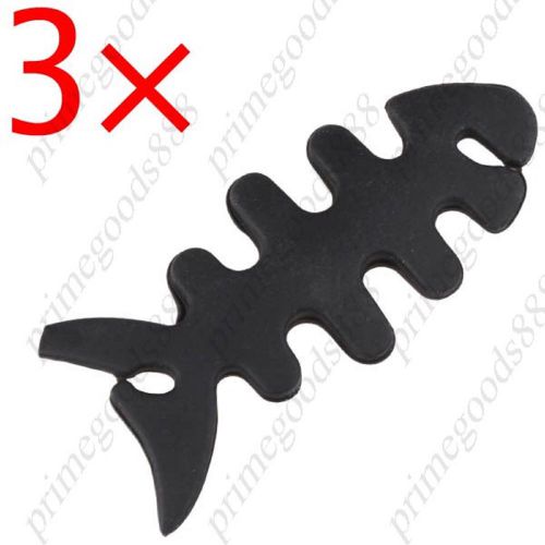 3 x Black Fishbone&#039;s Shape Soft Wrap Device for Earphones Cable  Free Shipping