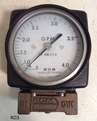 Rcm industries 0 - 4 gpm gauge gallon flow meter 180 psig 1/2-71-r-4- for sale