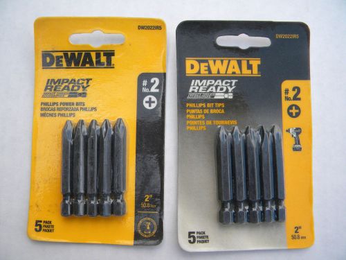 10 New Dewalt 2&#034; Impact Drill Driver Ready Hex Screw Bits #2 Phillips 2 Packs