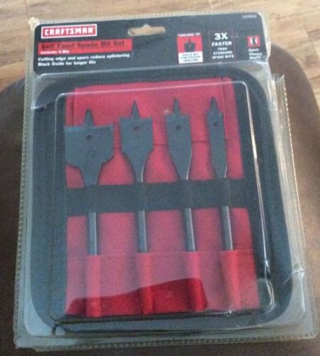Craftsman 4 PC Spade Bits 20902 Quick Change Self Feed 1/2&#034; 3/4&#034; 1&#034; Threaded Tip