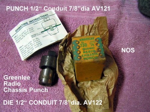 GREENLEE 7/8&#034; Die Knockout No. 730 (Round) Radio Chassis Punch with Box