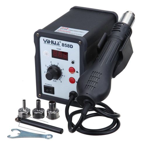 NEW 858D Hot Air Gun Rework Station SMD Solder Soldering Digital with 3 Nozzles