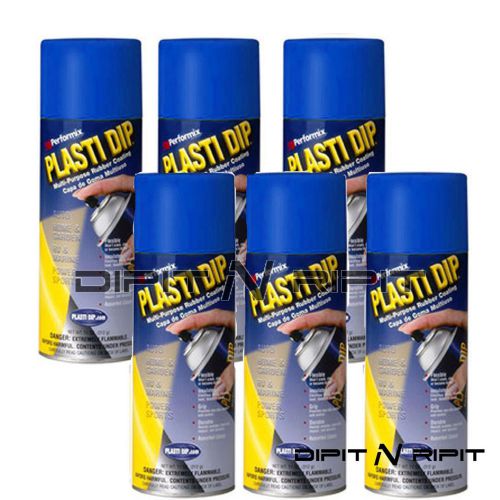 Performix Plasti Dip Matte Black Blue 6 Pack Rubber Dip Spray Cans Coating