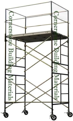 HEAVY DUTY SCAFFOLD ROLLING TOWER 5&#039; X 7&#039; X 11&#039; STANDNG DECK HIGH WITH RAILING