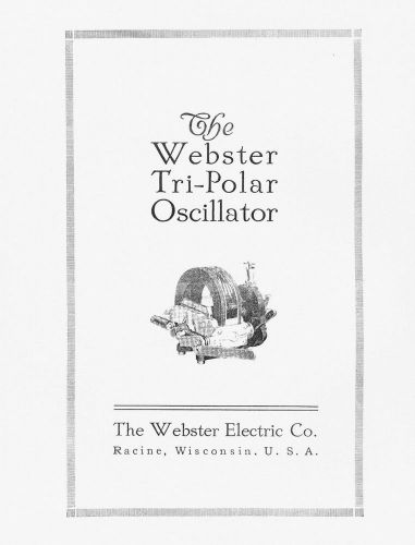 Webster Tri - Polar Oscillator Manual