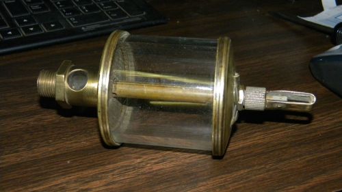 Brass glass oiler lubricator hit miss 2.5&#034; x 2.5&#034; for sale