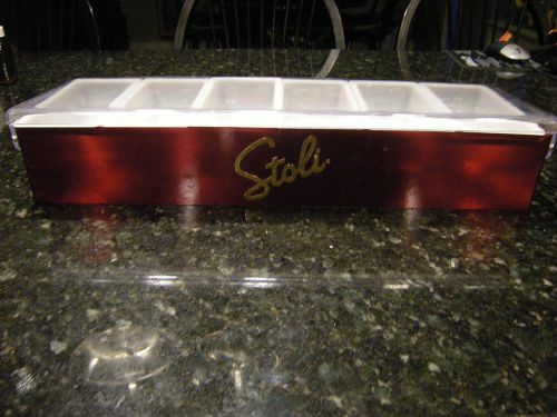 STOLI  Red Bar Garnish Station - Bartending Condiment Container Holder Caddy