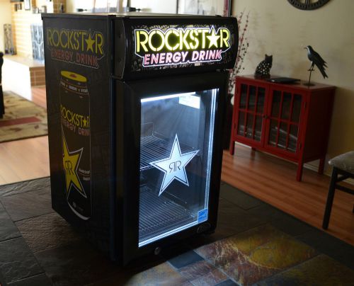 Brand New LED Star Logo ROCKSTAR Energy Drink FRIDGE Cooler Refrigerator MANCAVE
