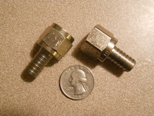 2 - 3/8 x 3/8&#034; barb swivel nut connector stainless steel fitting  free ship for sale
