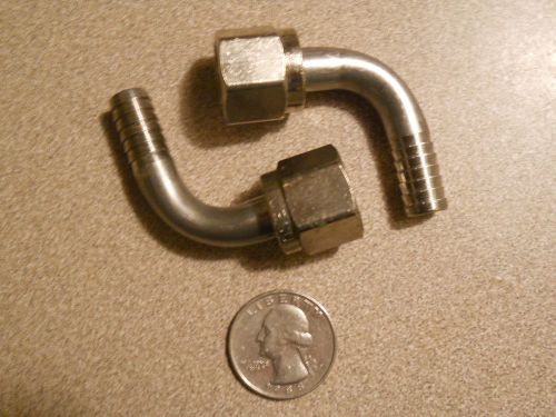 2 - 3/8 x 3/8&#034; barb elbo swivel nut connector stainless steel fitting  free ship for sale