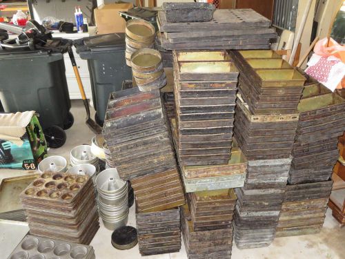 Huge Lot of  commercial bakery Bread Pans 4 Strap sheet round bunt covers Muffin