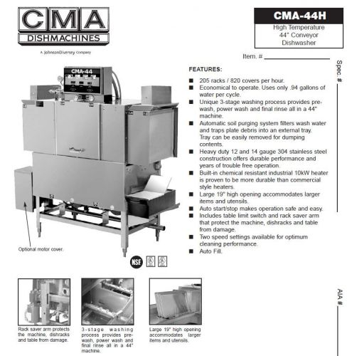 CMA Dishmachines CMA-44P-H Conveyor Dishwasher