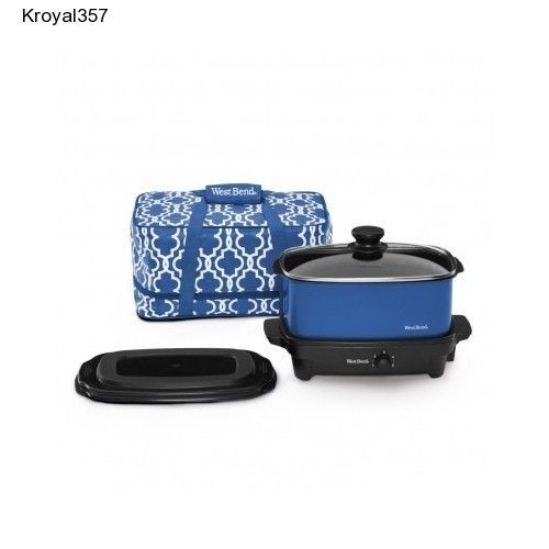 West bend 84915b versatility slow cooker with insulated tote &amp; transport lid hot for sale