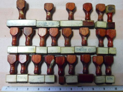 Nice Clean Set of 22 Butcher or Meat Packaging Rubber Stamps Venison Beef Pork