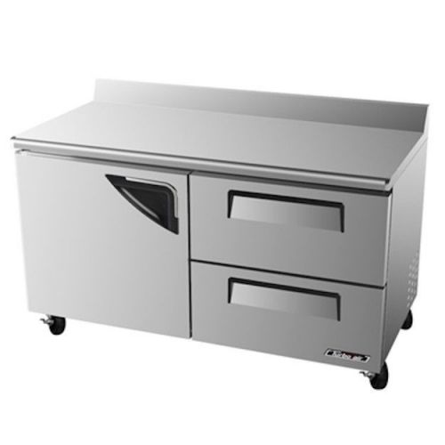 New turbo air 60&#034; super deluxe stainless steel worktop refrigerator w/ 2 drawers for sale