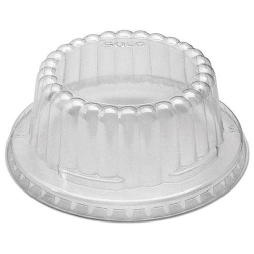 Solo® cup company flat-top dome pet plastic lids f/6-10 oz containers, clear, 10 for sale