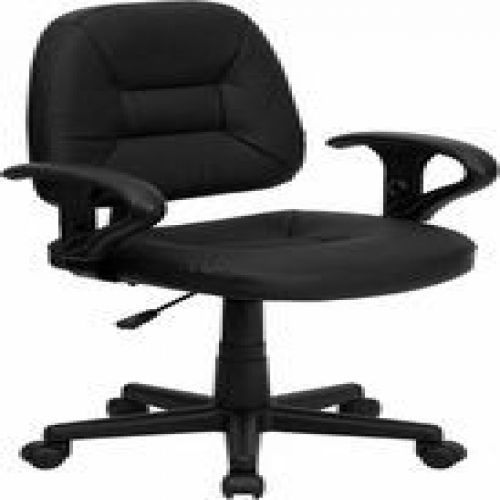Flash Furniture BT-682-BK-GG Mid-Back Black Leather Ergonomic Task Chair with Ar