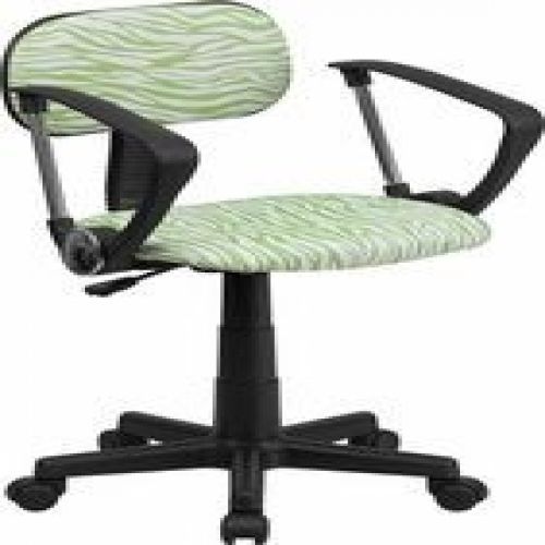 Flash Furniture BT-Z-GN-A-GG Green and White Zebra Print Computer Chair with Arm