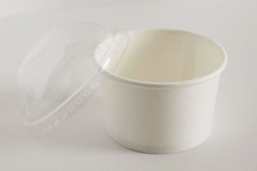 6 ounce White Ice Cream Cup with Lids | 25 Ct