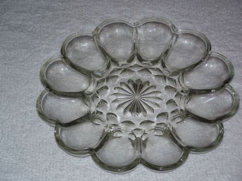 Clear glass Deviled Egg ,Oyster serving Plate, Platter tray