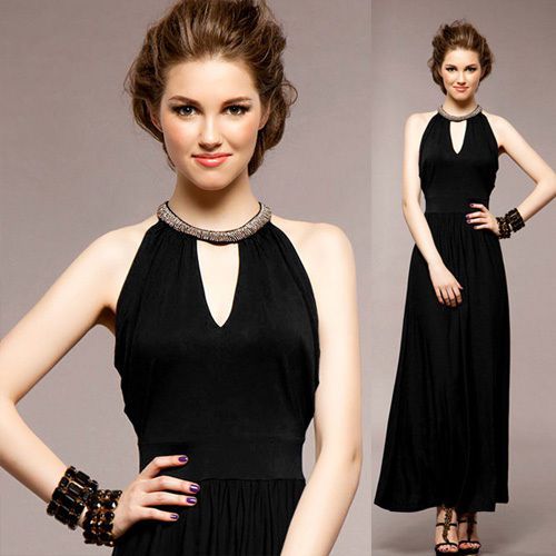 Elegant Slim thin waist dinner dress sexy dress evening dress long section