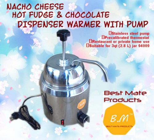 New bm-280hot fudge nacho cheese dispenser warmer with pump+ stainless steel can for sale