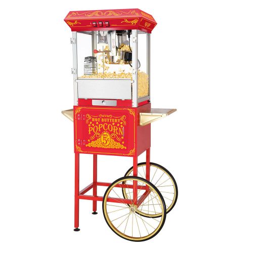 Great northern red  8oz classic style popcorn popper machine w/cart, 8 ounce for sale