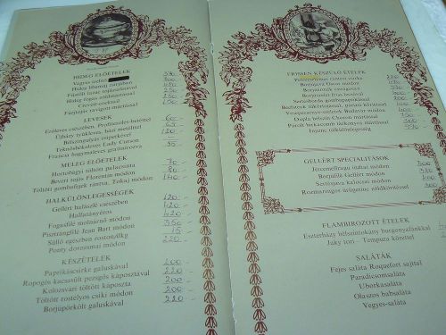 80&#039;s vintage retro Hungarian Hotel Gellert restaurant menu 1988 RARE!