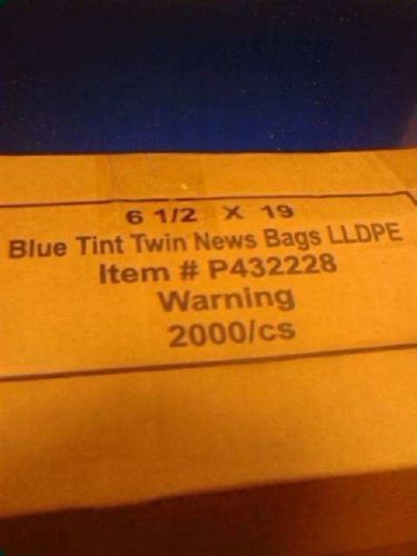1 BOX of 2000 count 6 1/2 X 19 BLUE Twin  poly newspaper bags plastic