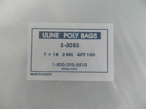 200 Uline #S-3083 7&#034; X 18&#034; 2 Mil Poly Bags 2 X 100 Packs New
