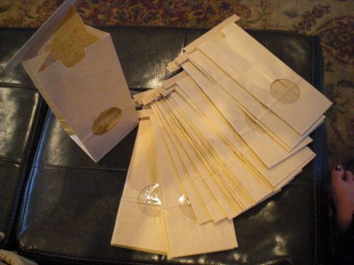 Lot 50 1/2 Half Pound Coffee Cookie Bakery Window Bags with Tin Ties Tan