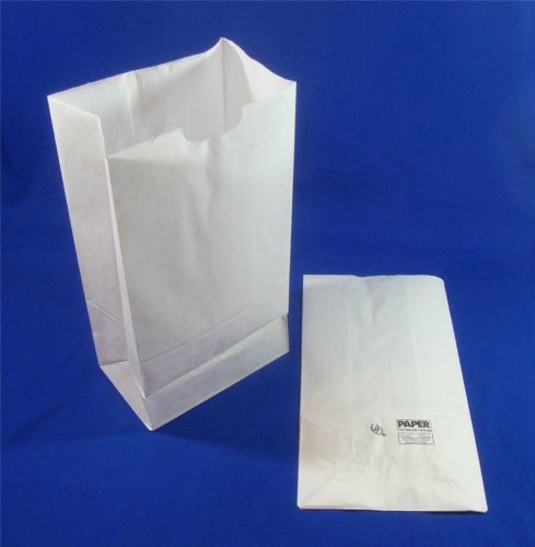 Qty 500 #6 Paper White Kraft Grocery Merchandise Retail Shopping Bags