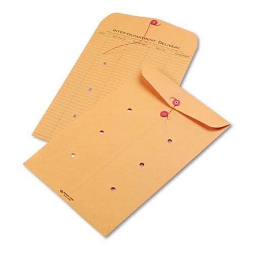 Brown Kraft Kraft String &amp; Button Interoffice Envelope, 10 x 15, 100/Carton