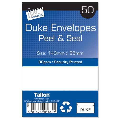 50 x Duke Self Peal &amp; Seal White Envelopes Quality 80gsm Office Business - 4680