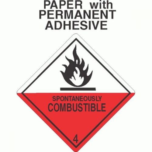 Spontaneously Combustible Class 4.2 Paper Labels D.O.T. 4X4 (ROLL OF 500)