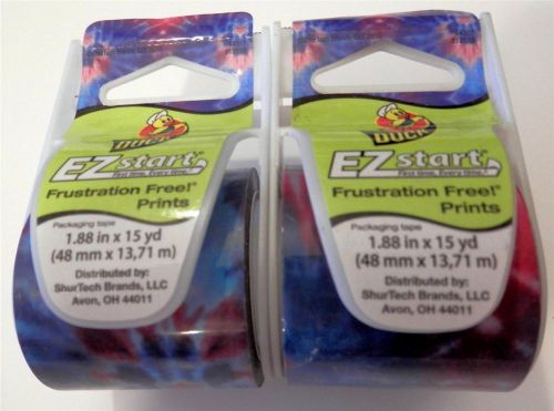 Set of 2 Duck EZ start Pattern Print Tie Dye Splatter Packaging Tape