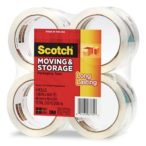3m scotch mailing &amp; storage tape 48mm x 50 m - 4 pk for sale