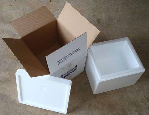 Insulated Shipping Box w/2 gel packs 12&#034;Lx10&#034;Wx9&#034; deep inside Free PU 07748 zip
