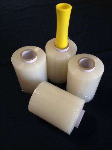 4 Rolls Stretch Plastic Wrap 5x1000&#039;x80ga Stretch Wrap / Stretch Film w 1 handle