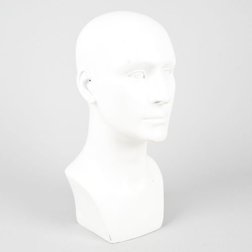 White Plastic Mannequin Head Adult Male Man Display Model 16&#034;