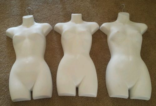 Lo of 3 Hanging Mannequins - Female White 3/4 Torso Dress Form  Blouse Display