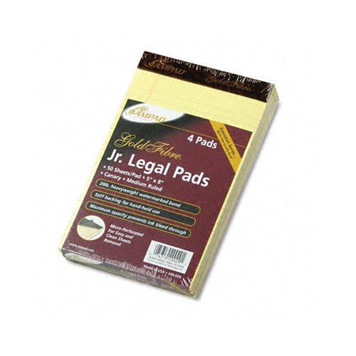 Gold Fibre Writing Pads, Jr. Legal Rule, 5 X 8, 4 50-Sheet Pads/Pack