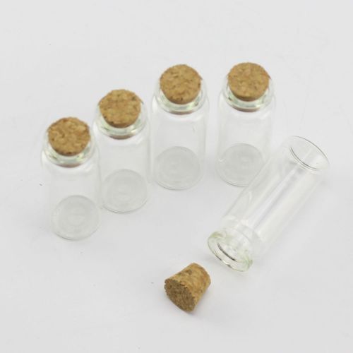 5pcs 12ml Empty Clear Cork Glass wishing collection Lab Multi-Purpose Bottles