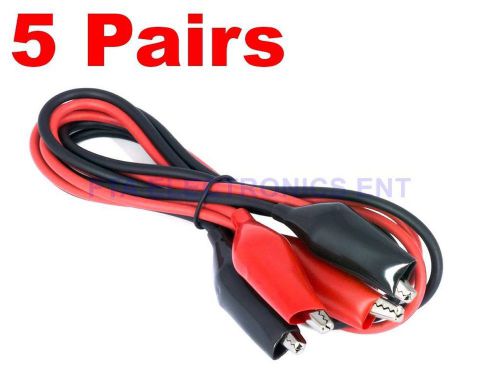 5 pairs dual red &amp; black test leads with alligator clips jumper cable 16ga wire for sale